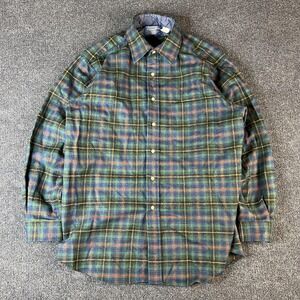 Vintage Pendleton Shirt Mens Large Green Wool Plaid Flannel Made USA 80s 90s
